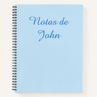 Minimalist Icy Blue Notas Spanish Notebook