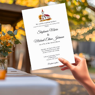 Minimalist Illustration Formal Church Wedding Invitation