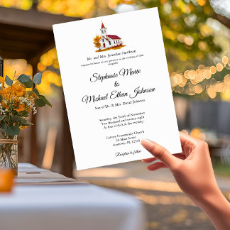 Minimalist Illustration Formal Church Wedding Invitation