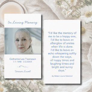 Minimalist In Loving Memory Photo Prayer Card