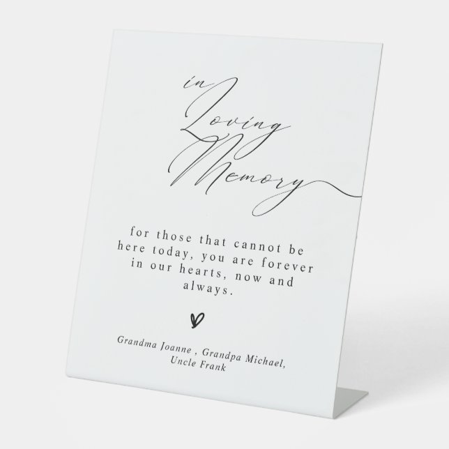 Minimalist  In Loving Memory Wedding Sign (Front)