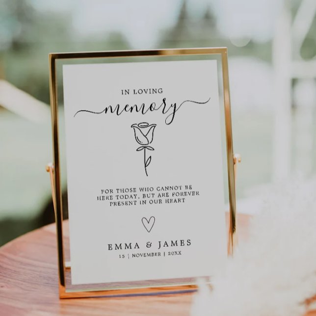 Minimalist In Loving Memory Wedding Sign Invitation (Minimalist In Loving Memory Wedding Sign Invitation)