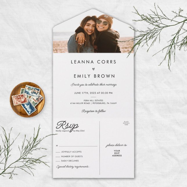 Minimalist Inclusive Photo Wedding All In One Invitation (Creator Uploaded)