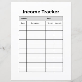 Minimalist Income Tracker | Printable Finance Log 
