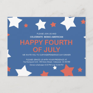 Minimalist Independence Day 4th of July Invitation Postcard