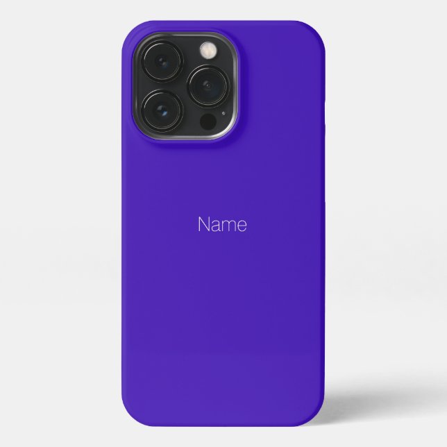 Minimalist indigo blue custom name monogram solid iPhone case (Back)