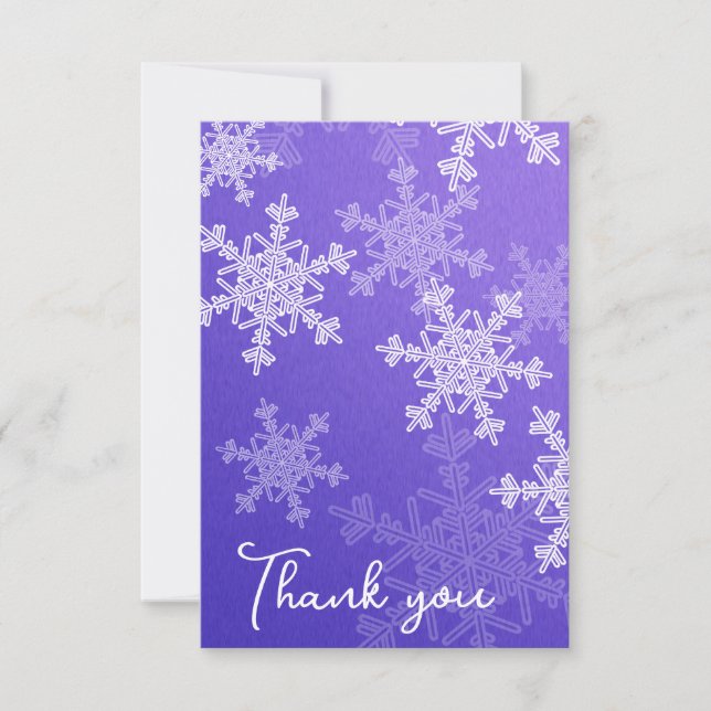 Minimalist Indigo Snowflakes Baby Shower Thank you (Front)