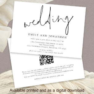 Minimalist Informal Script QR Code Wedding Invitation