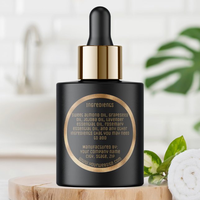 Minimalist ingredients label black and woven gold (Creator Uploaded)