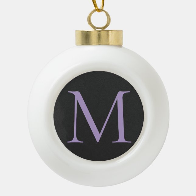 Minimalist Initial Letter Monogram Modern Ceramic Ball Christmas Ornament (Front)