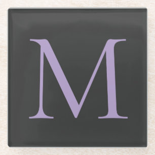 Minimalist Initial Letter Monogram Modern Glass Coaster
