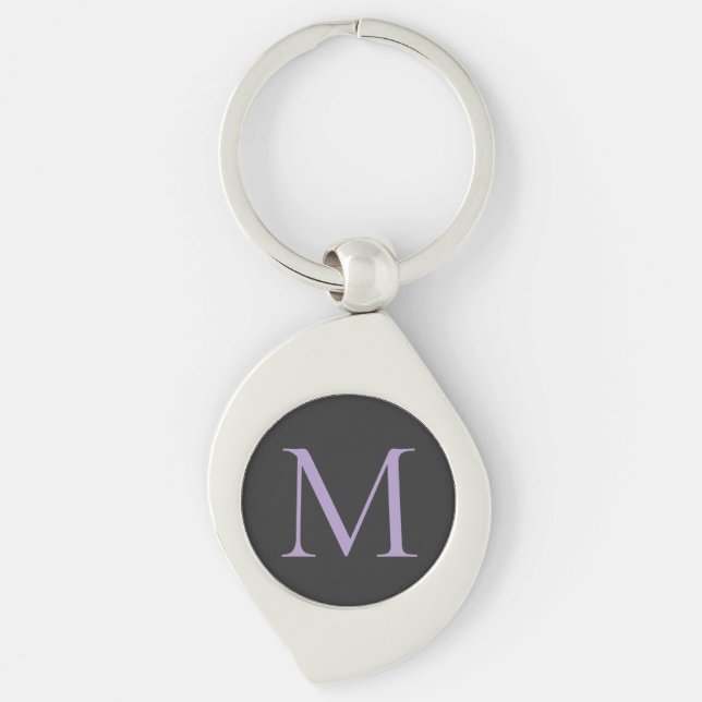 Minimalist Initial Letter Monogram Modern Key Ring (Front)