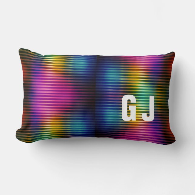 Minimalist Initialised Colourful Design Lumbar Pil Cushion (Front)