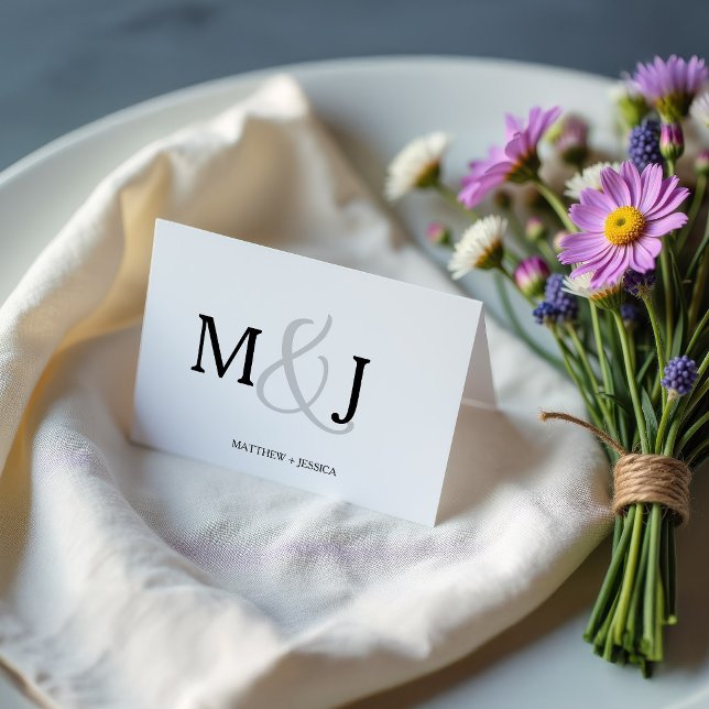 Minimalist Initials Couples Folded Thank You Card (Creator Uploaded)