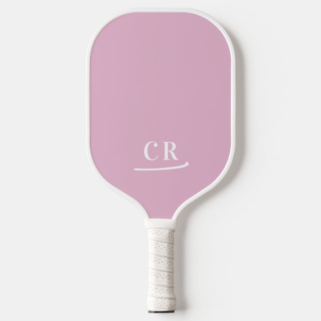 Minimalist Initials Monogram Pink & White  Pickleball Paddle (Front)