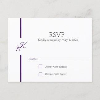 Minimalist Initials Wedding Collection RSVP Card 