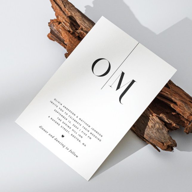 Minimalist Initials Wedding. Simple Clean Monogram Invitation (Creator Uploaded)
