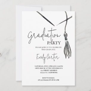 Minimalist Ink Calligraphy Graduation Invitation