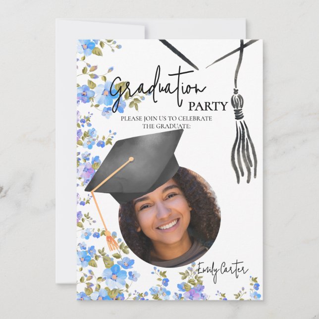 Minimalist Ink Calligraphy Graduation  Invitation (Front)