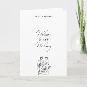 Minimalist Ink Hand Drawn Illustration Wedding Programme