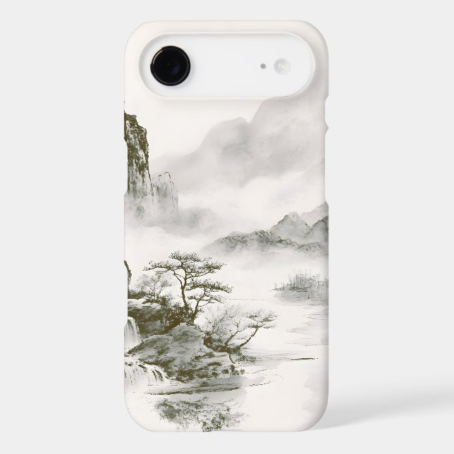 Minimalist Ink Misty Zen Mountain Landscape (Back)