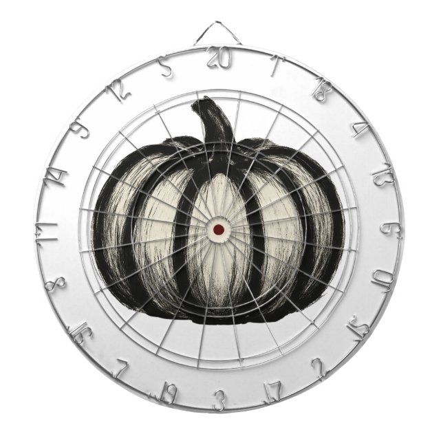 Minimalist Ink Pumpkin – Autumn Harvest Art on Dartboard (Front)