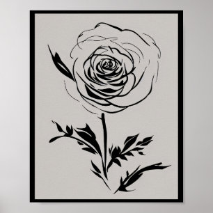 Minimalist Ink Rose Poster