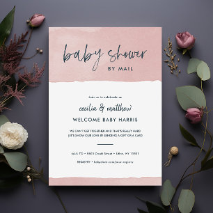 Minimalist Ink Wash Baby Shower by Mail Invitation