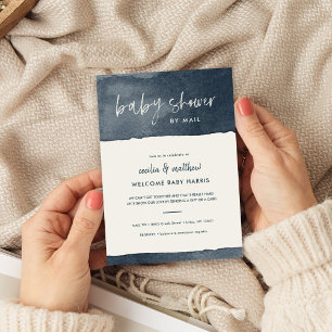 Minimalist Ink Wash Baby Shower by Mail Invitation