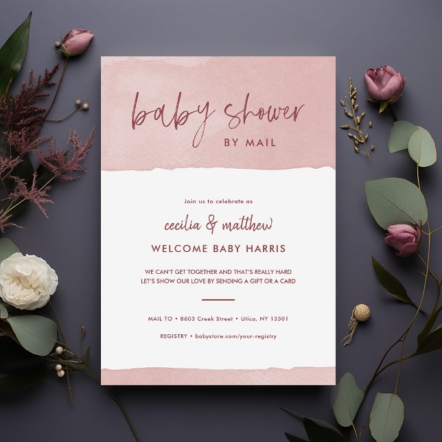 Minimalist Ink Wash Baby Shower by Mail Invitation (Creator Uploaded)