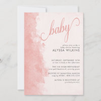 Minimalist Ink Wash Texture Girl Baby Shower