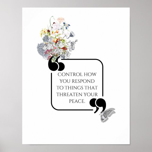 Minimalist Inner PEACE Illustrated quote Poster (Front)