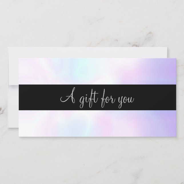 Minimalist Iridescent Script Gift Certificate (Front)