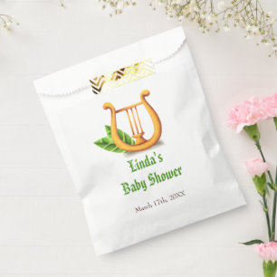 Minimalist Irish Golden Harp Neutral Baby Shower Favour Bags