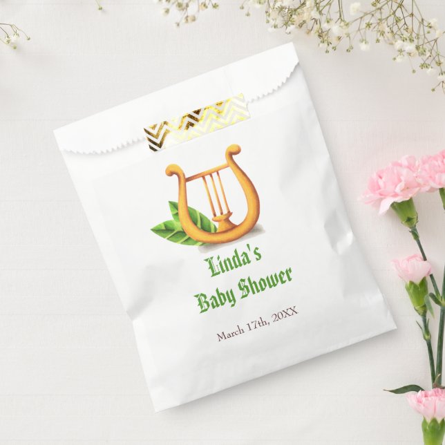 Minimalist Irish Golden Harp Neutral Baby Shower Favour Bags (Sealed)