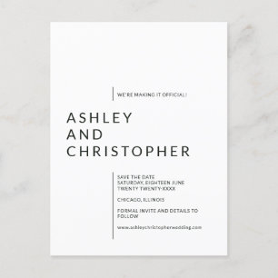 Minimalist Isolated Names Magnetic Save the Date Postcard