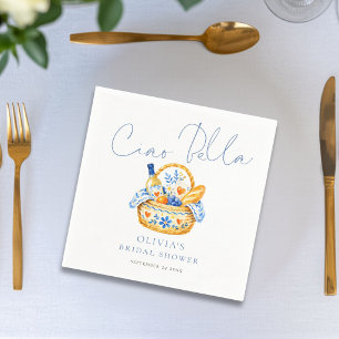 Minimalist Italian Ciao Bella Bridal Shower Napkin