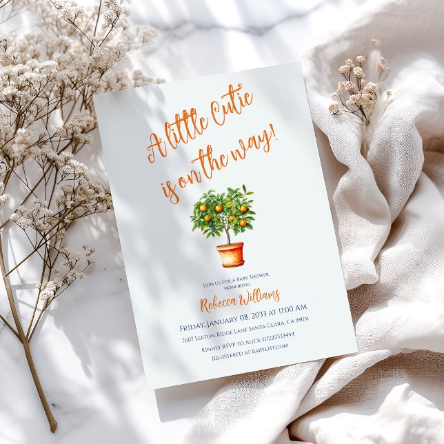Minimalist Italian Little Cutie Citrus Baby Shower Invitation (Creator Uploaded)