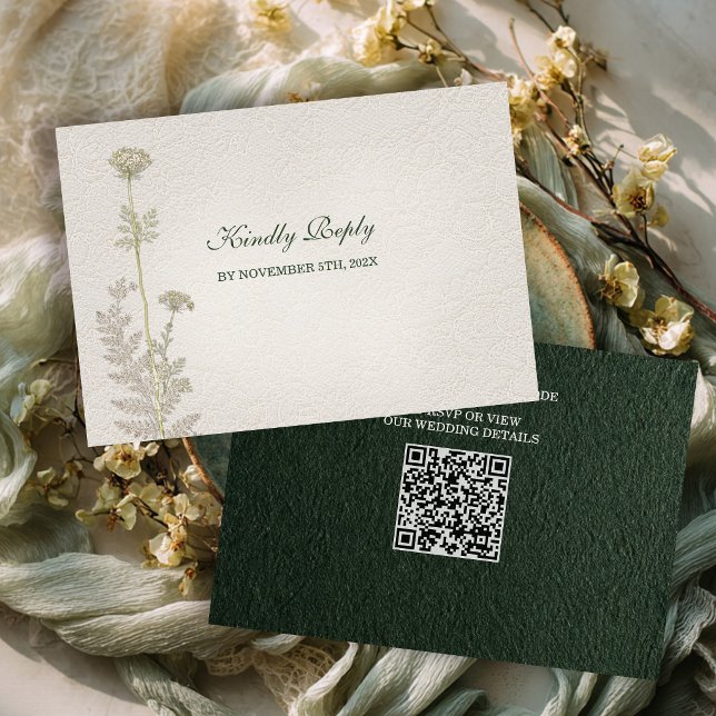 Minimalist Ivory And Emerald Green RSVP card (Creator Uploaded)