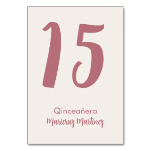 Minimalist Ivory and Rose Gold Quinceañera Table Number