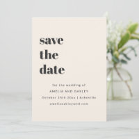 Minimalist Ivory Black Retro Simple Wedding Photo