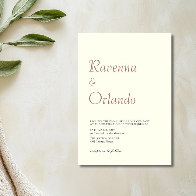 Minimalist Ivory Black Simple Modern Wedding Invitation (Creator Uploaded)