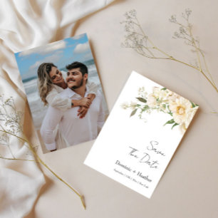 Minimalist Ivory Bliss Photo Wedding  Save The Date