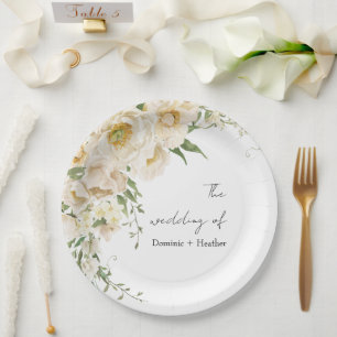Minimalist Ivory Bliss Wedding Paper Plate