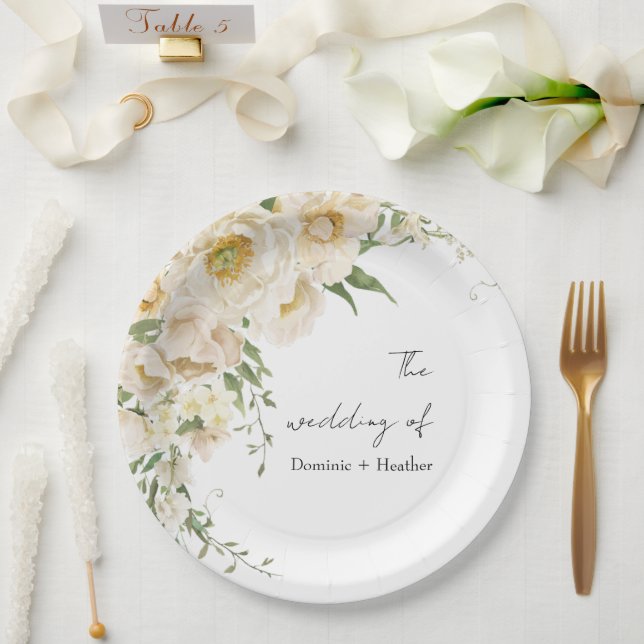 Minimalist Ivory Bliss Wedding Paper Plate (Wedding)