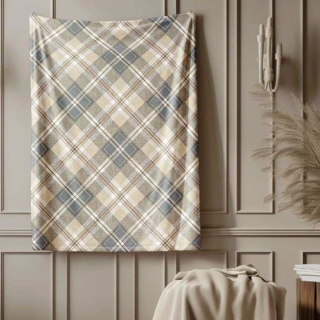 Minimalist Ivory Brown Chic Geometric Design Fleece Blanket (Minimalist Ivory Brown Chic Geometric Design Fleece Blanket)