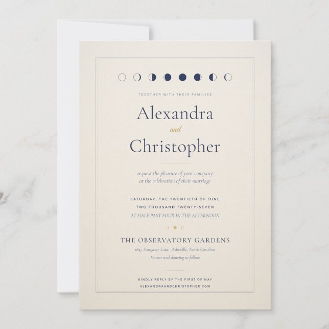 Minimalist Ivory Celestial Wedding Invitation (Front)