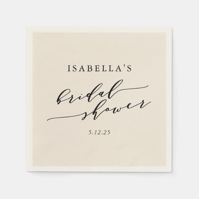 Minimalist Ivory Classic Script Bridal Shower  Napkin (Front)