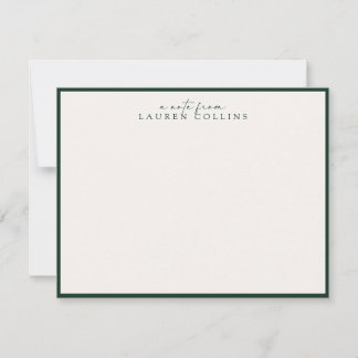 Minimalist ivory, Dark Emerald Border Note Card