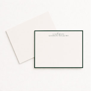 Minimalist ivory, Dark Emerald Border Note Card